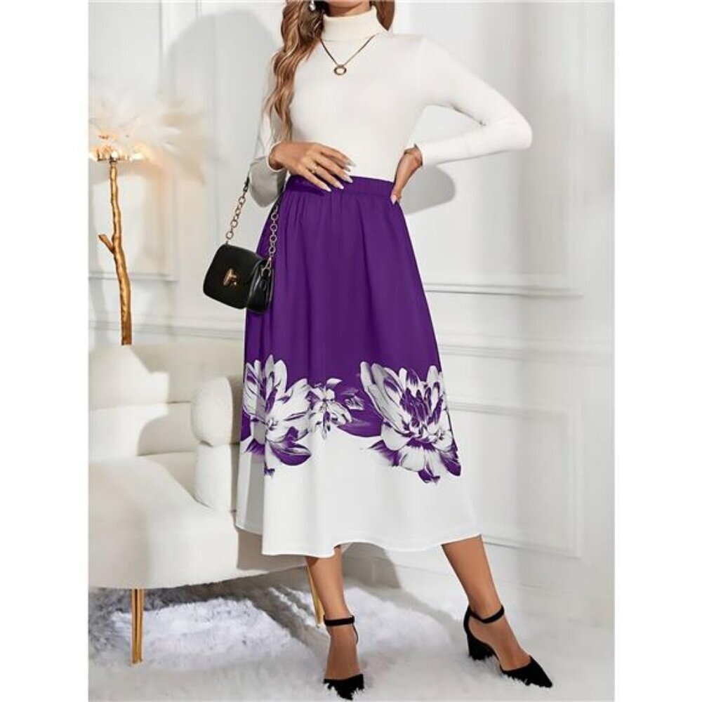Floral Print A-Line Midi Skirt